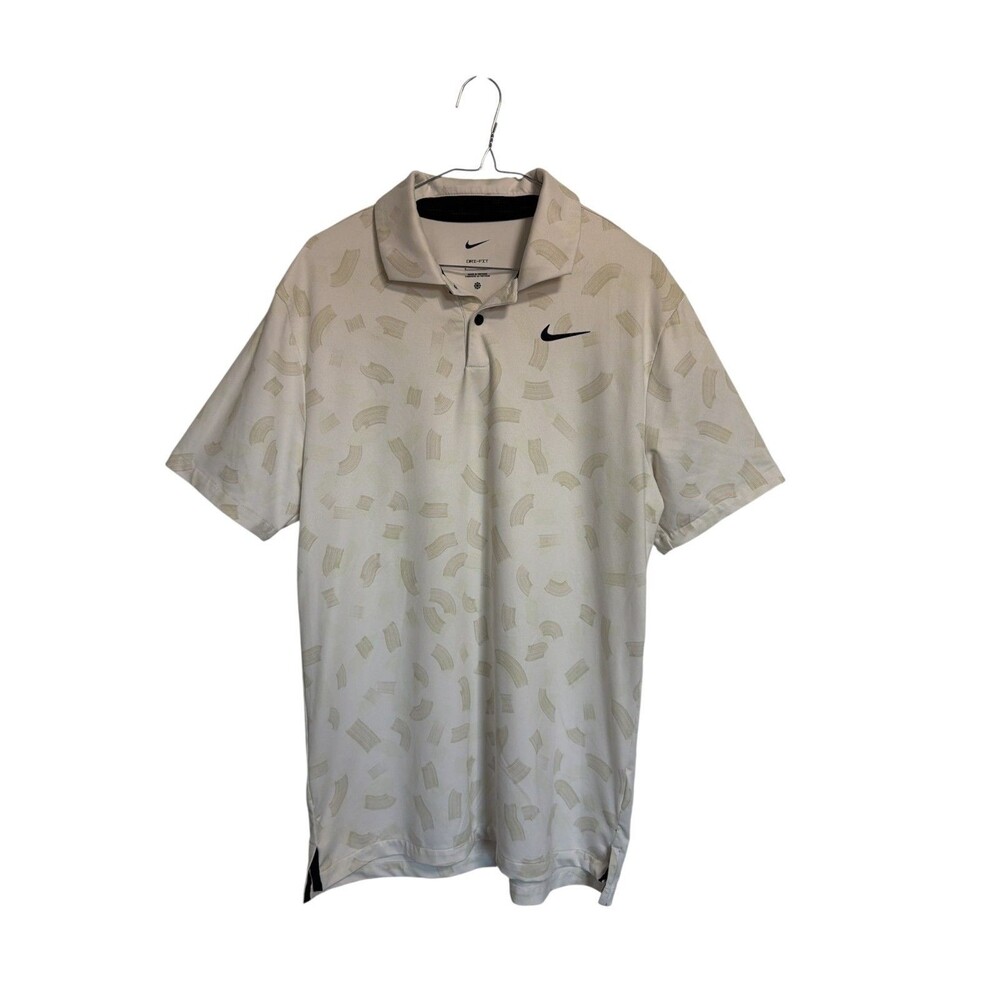 Nike Polo Shirt Mens Small‎ White Abstract Print Golf Victory Blade Performance